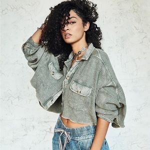 free people one scout cropped jacket in washed army